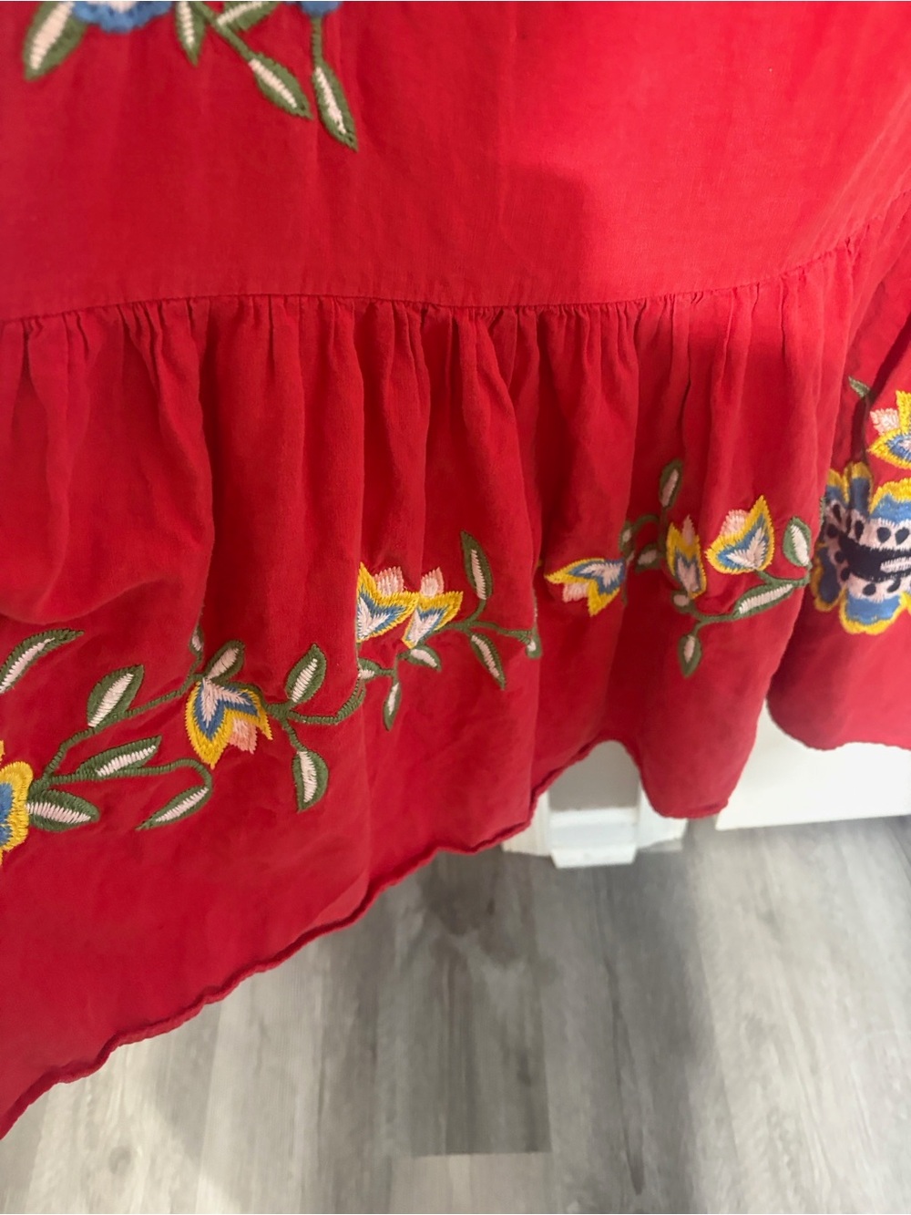 FARM Rio Red Embroidered Ruffle-Sleeve Maxi Dress - Picture 9 of 10